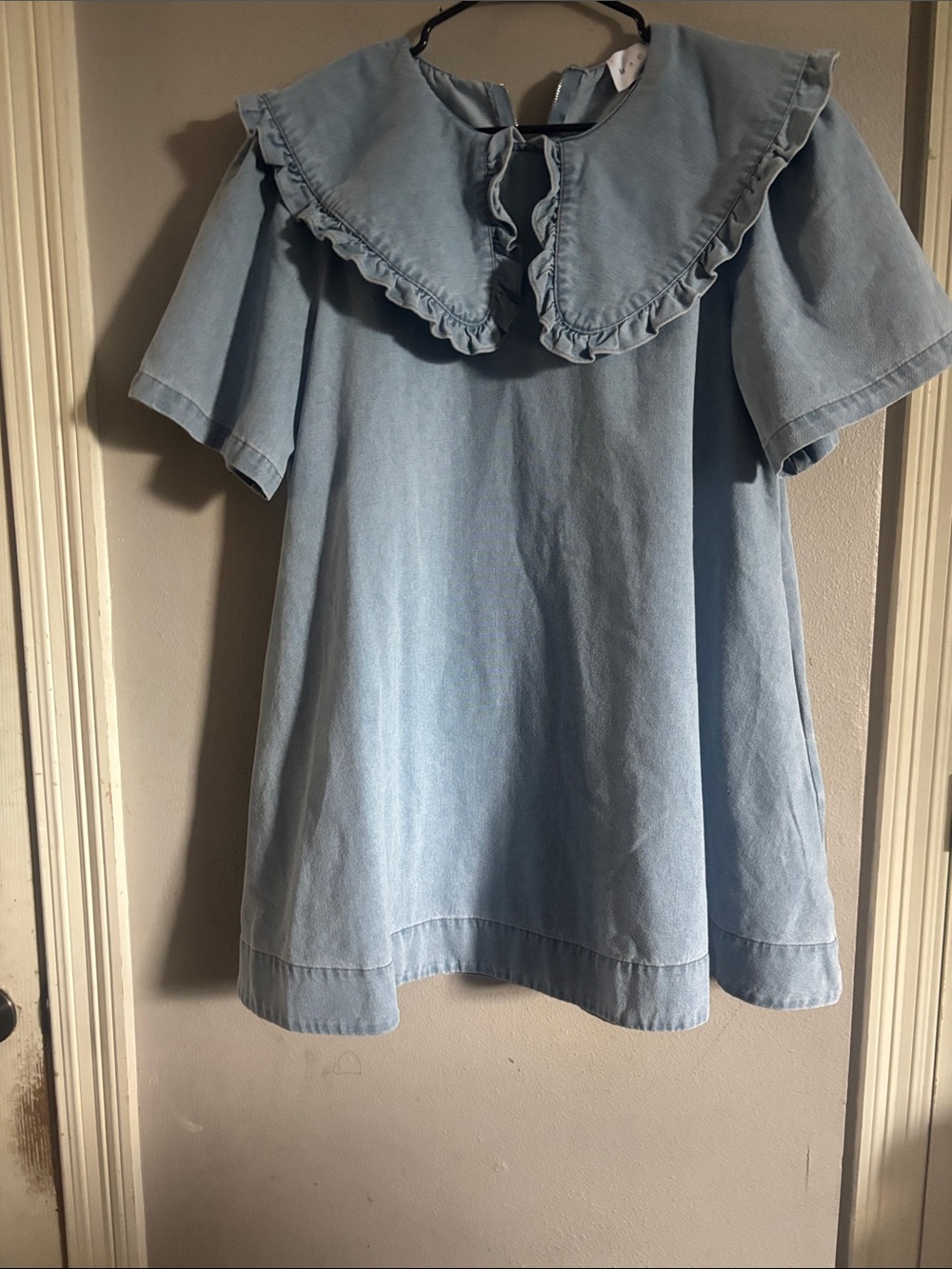 MARBLE Light Blue Ruffle Collar Casual Dress